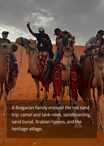 Happy travelers with Falcon Tours in Saudi Arabia - authentic customer experiences